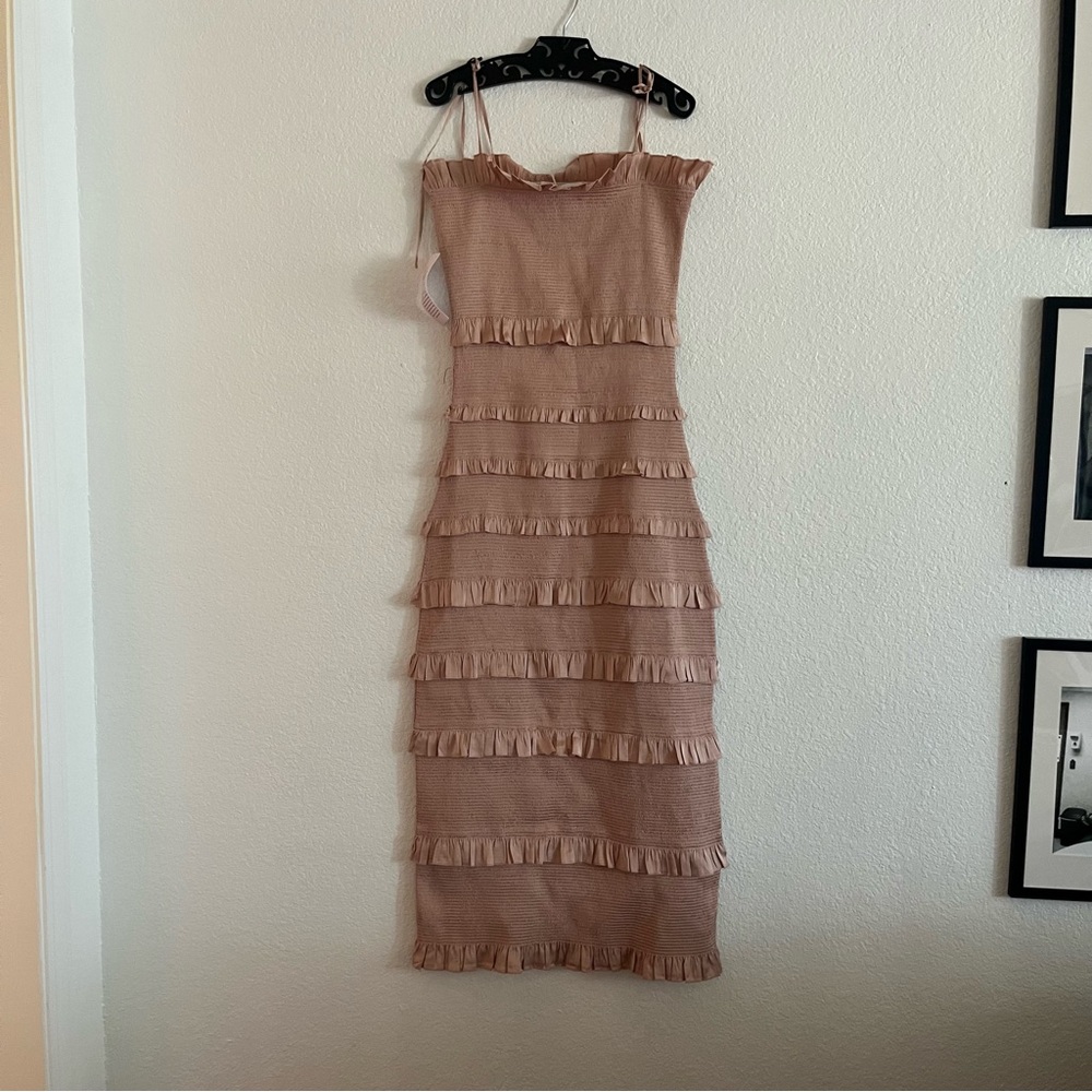 Anthropologie V. Chapman Lily Smocked Bodycon Midi Dress size 6 - Picture 5 of 9